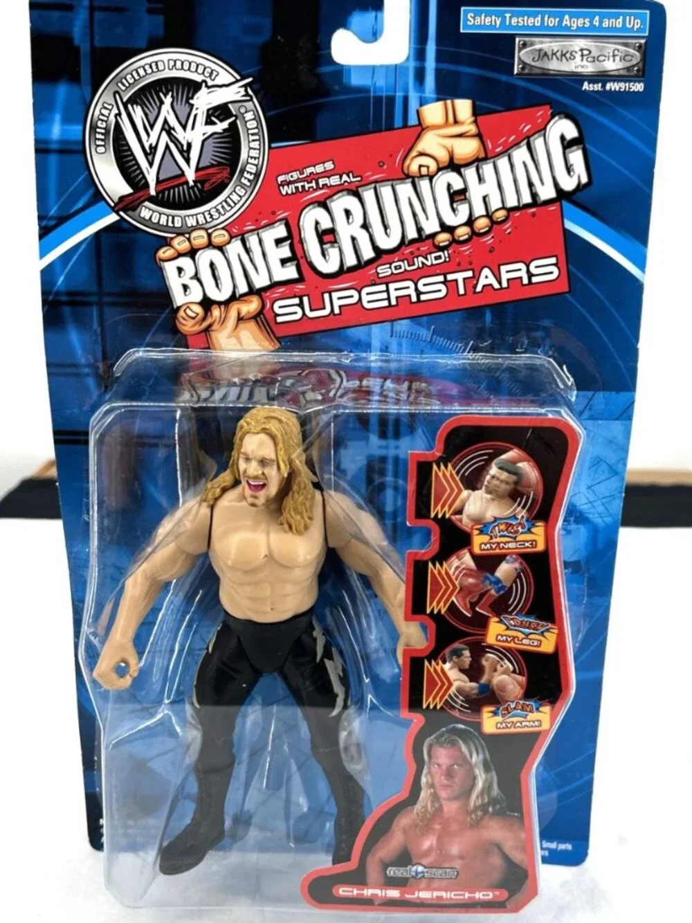WWF Chris Jericho Bone Crunching Superstars Jakks Pacific 2001 NOS